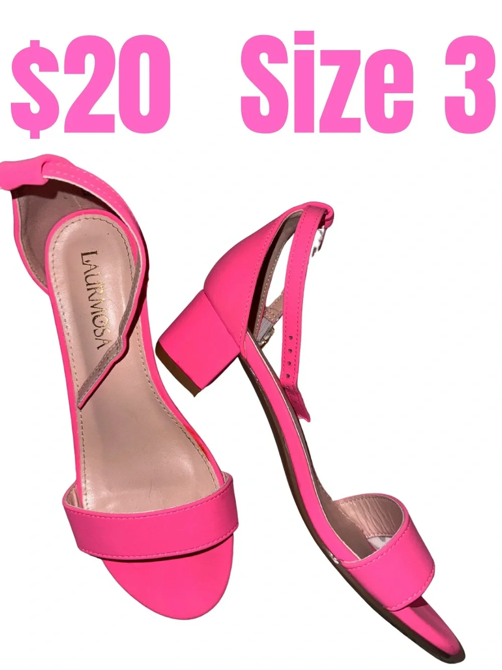 Kids Pink Block Heel Dress Sandals - Size 3